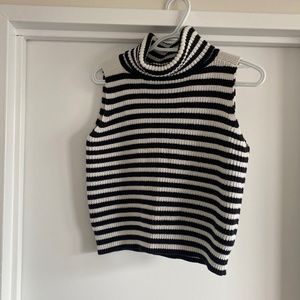 Snidel turtleneck sleeveless spring summer black and white stripes top